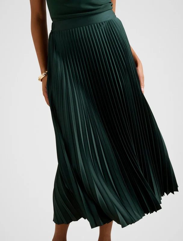 forever new  ESTELLE Satin Pleated Midi Skirt for Women | Best Price UAE